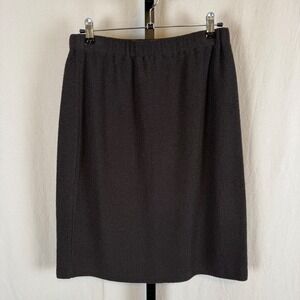 ST JOHN Knit Skirt Raisin Brown Elastic Waist Pull On Career Office Size 8